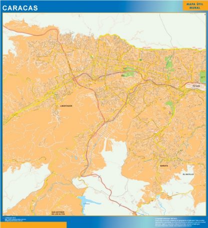 Caracas wall map