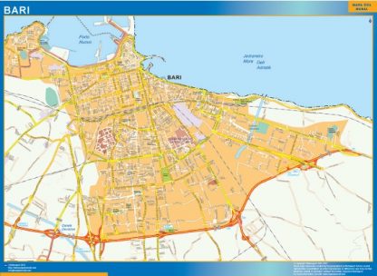 Map of Bari city in Italy 