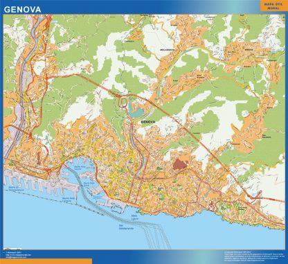 Map of Genova city in Italy