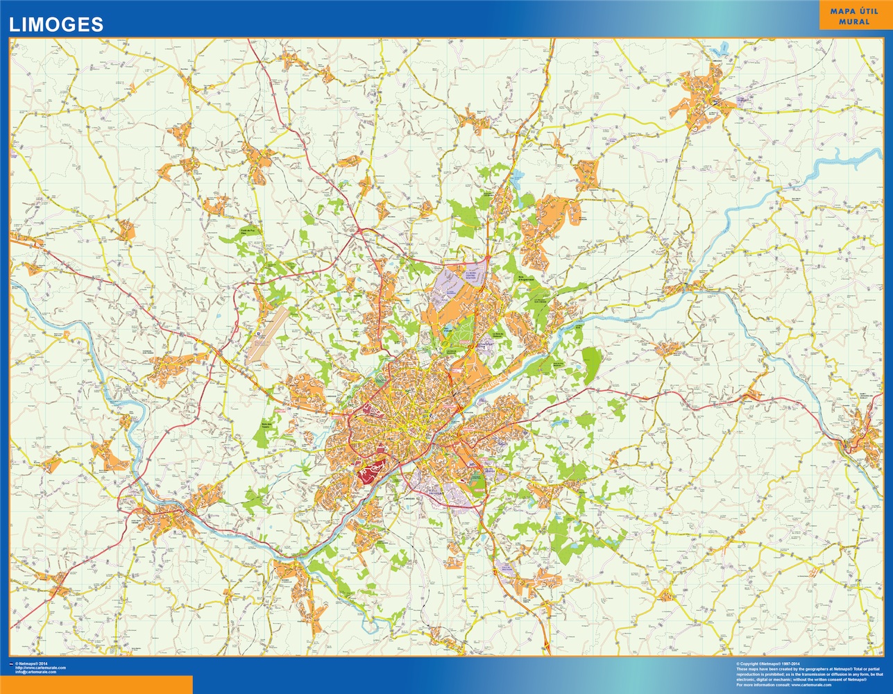 Karta Ver Limoges Frankrike V Ggkartor   Map Of Limoges France 