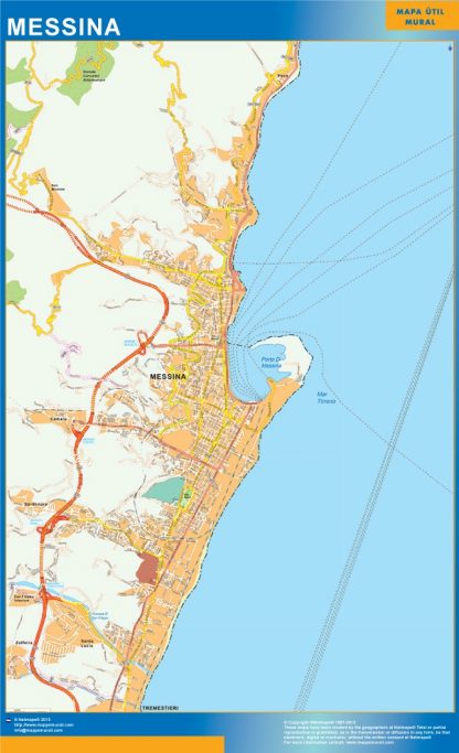 Map of Messina city in Italy