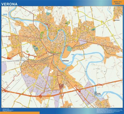 Map of Verona city in Italy 