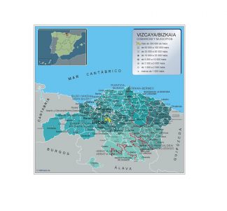 Municipalities Vizcaya map from Spain