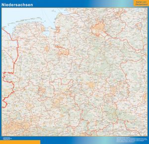 Niedersachsen map | Väggkartor över världen och Sverige