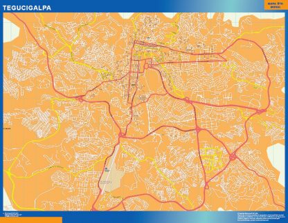 Tegucigalpa wall map