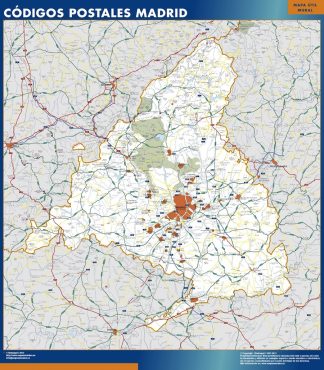 map of de Community of Madrid postal codes